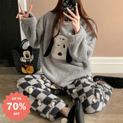 パジャマ レディース 秋冬 厚手 大きいサイズ 長袖 長パンツ ソフトコットン ルームウェア かわいい 可愛い 暖かい あったか 部屋着 ふわもこ モコモコ 保温 セット ID3535 写真通り / M レディース＞セットアップ