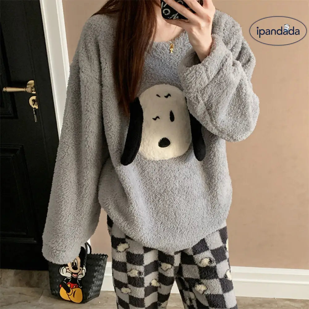 パジャマ レディース 秋冬 厚手 大きいサイズ 長袖 長パンツ ソフトコットン ルームウェア かわいい 可愛い 暖かい あったか 部屋着 ふわもこ モコモコ 保温 セット ID3535 レディース＞セットアップ