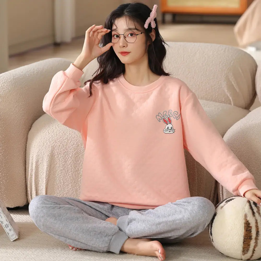 パジャマ レディース 秋 冬 暖かい 厚手 キルティング 中綿 キルトニット ルームウェア コットン100％ 上下セット 冷え性対策 部屋着 快眠 ホームウェア セットアップ 長袖 長ズボン ゆったり 体型カバー ふんわり 肌にやさしい