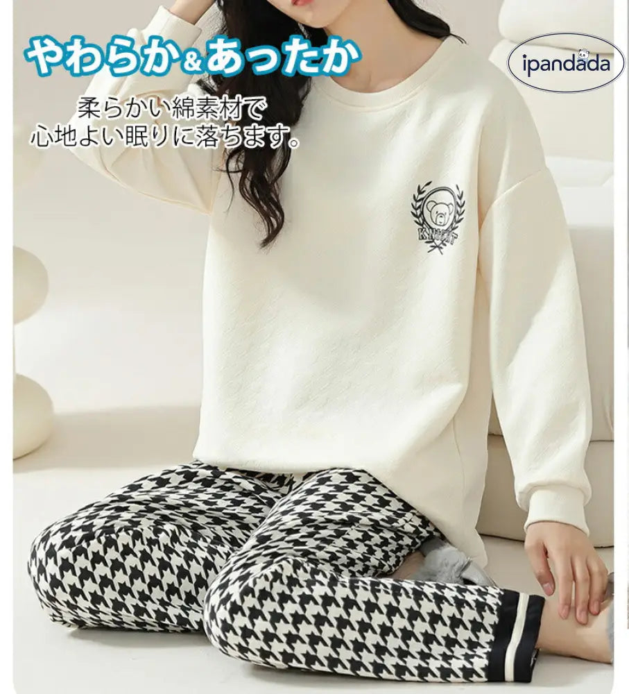 パジャマ レディース 秋 冬 暖かい 厚手 キルティング 中綿 キルトニット ルームウェア コットン100％ 上下セット 冷え性対策 部屋着 快眠 ホームウェア セットアップ 長袖 長ズボン ゆったり 体型カバー ふんわり 肌にやさしい