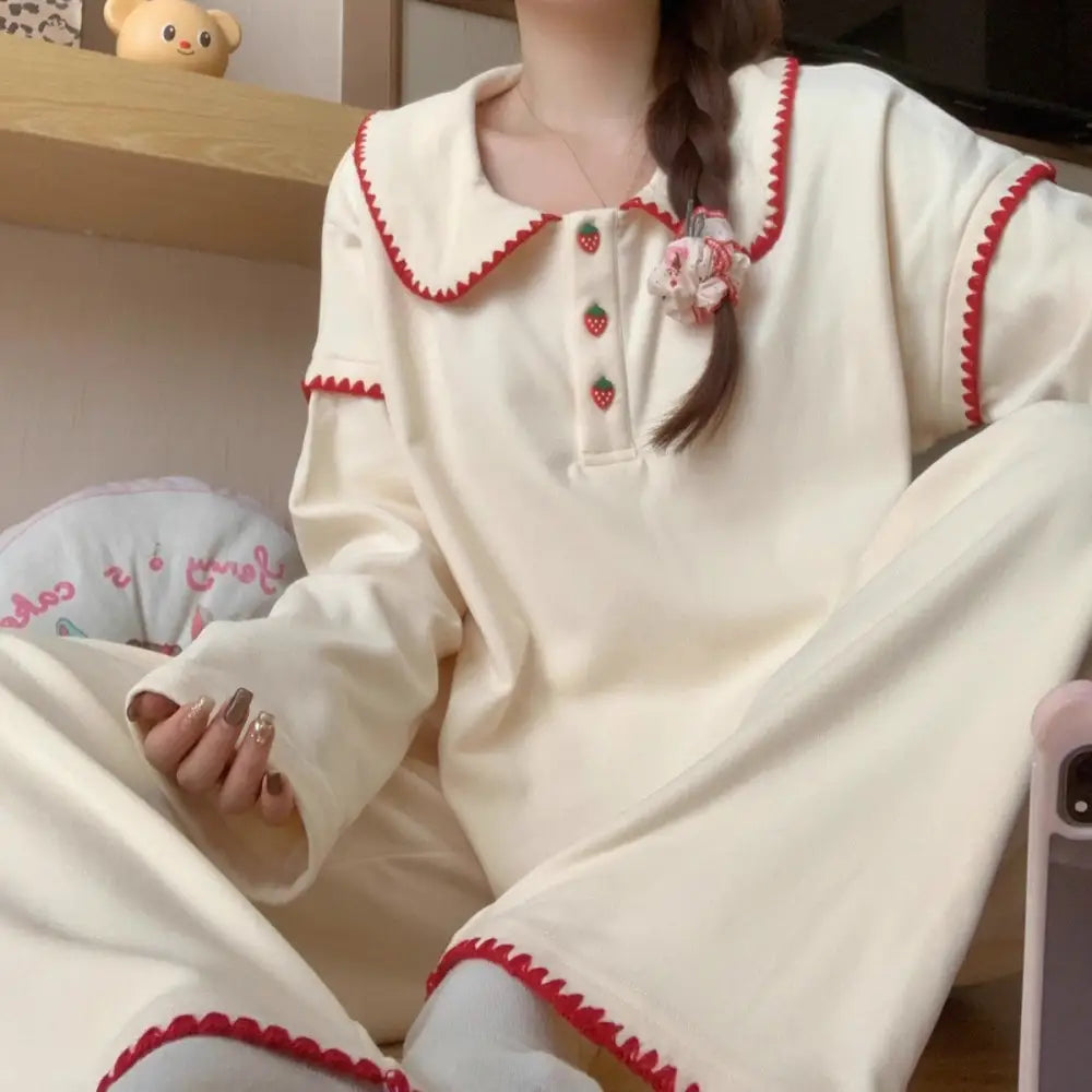 パジャマ レディース 秋冬 新作 厚手 保温 可愛らしい 韓国風 ルームウェア 冬用セットアップ ID3481 タイプ① / M