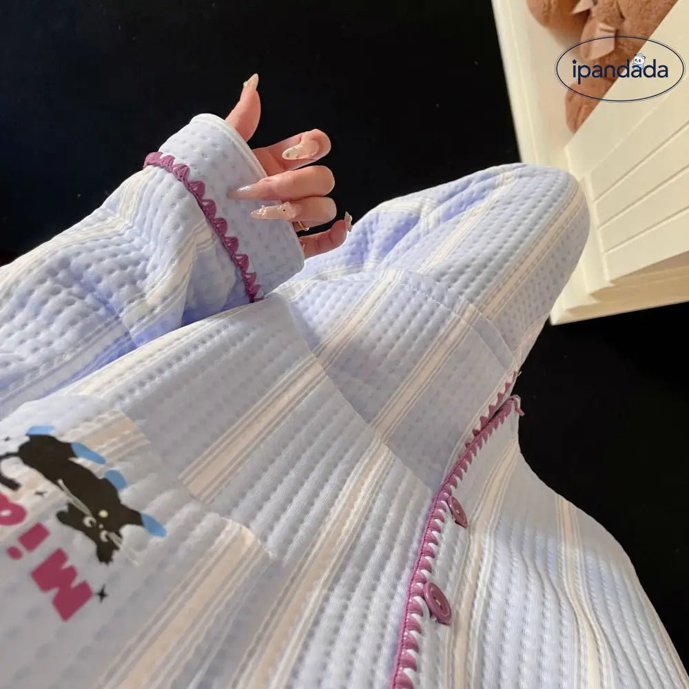 パジャマ レディース 秋冬 新作 厚手 インサート 長袖 カーディガン かわいくて カートゥーン 少女用 ルームウェア ID3116