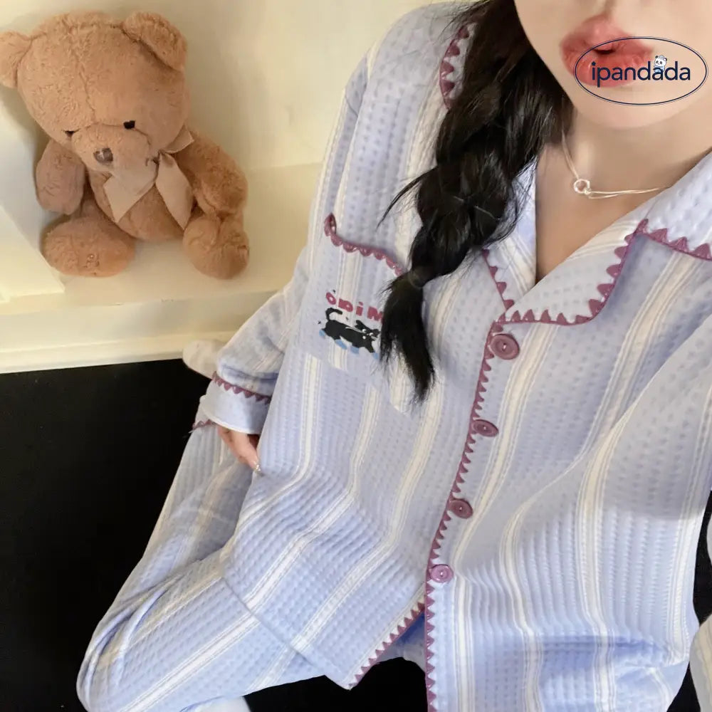 パジャマ レディース 秋冬 新作 厚手 インサート 長袖 カーディガン かわいくて カートゥーン 少女用 ルームウェア ID3116