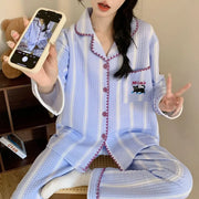 パジャマ レディース 秋冬 新作 厚手 インサート 長袖 カーディガン かわいくて カートゥーン 少女用 ルームウェア ID3116