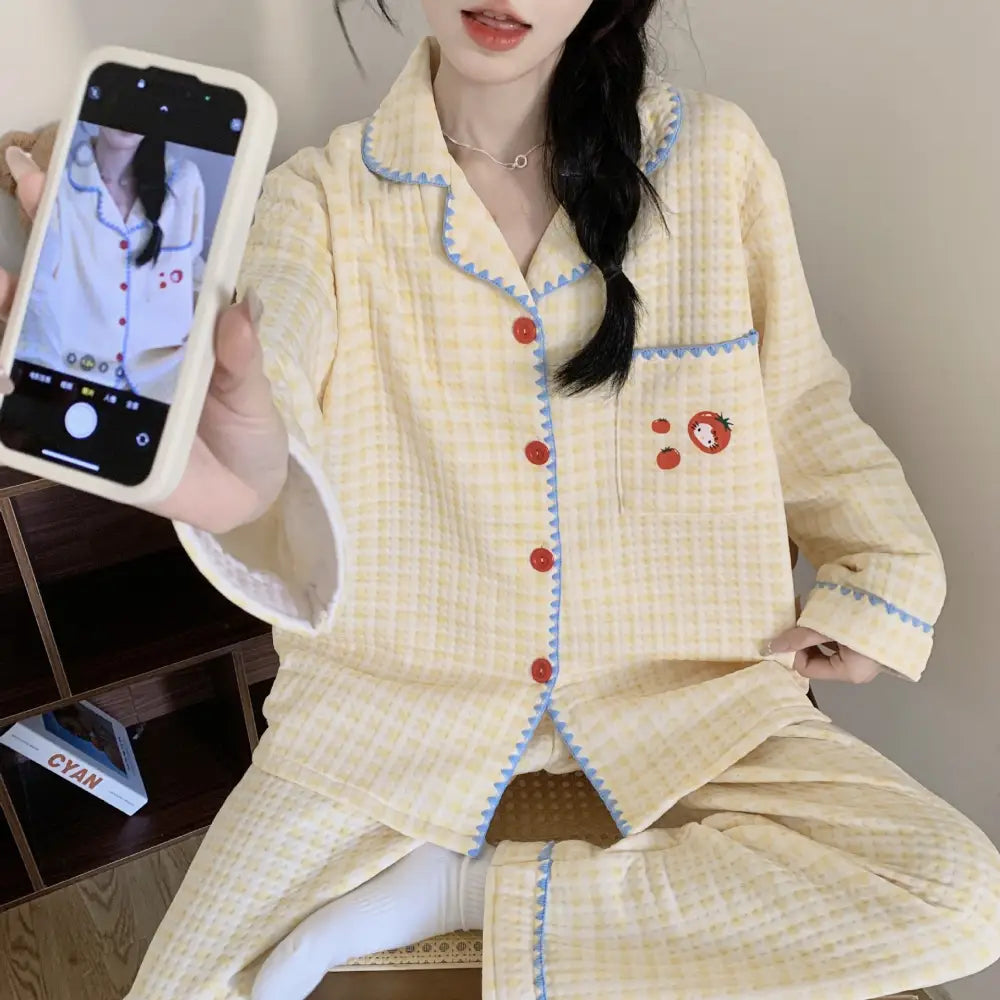 パジャマ レディース 秋冬 新作 厚手 インサート 長袖 カーディガン かわいくて カートゥーン 少女用 ルームウェア ID3116 タイプ② / M