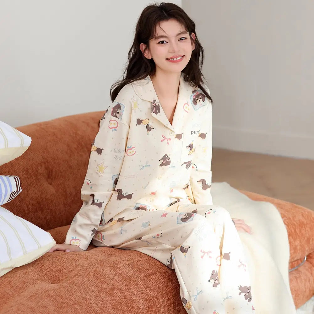 パジャマ レディース 秋新作 かわいい カートゥーン 長袖 ロングパンツ セットアップ スウィート ルームウェア ID3821 タイプ① / M