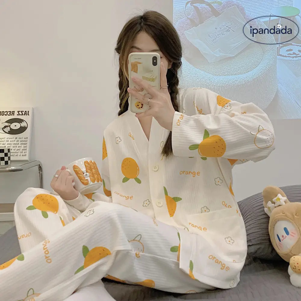 パジャマ レディース ルームウェア 部屋着 春秋冬セットアップ かわいい 綿 前開き 襟なし 上下セット ナイトウェア セット 入院 産後 Ｍ～4Ｌサイズ ID2054
