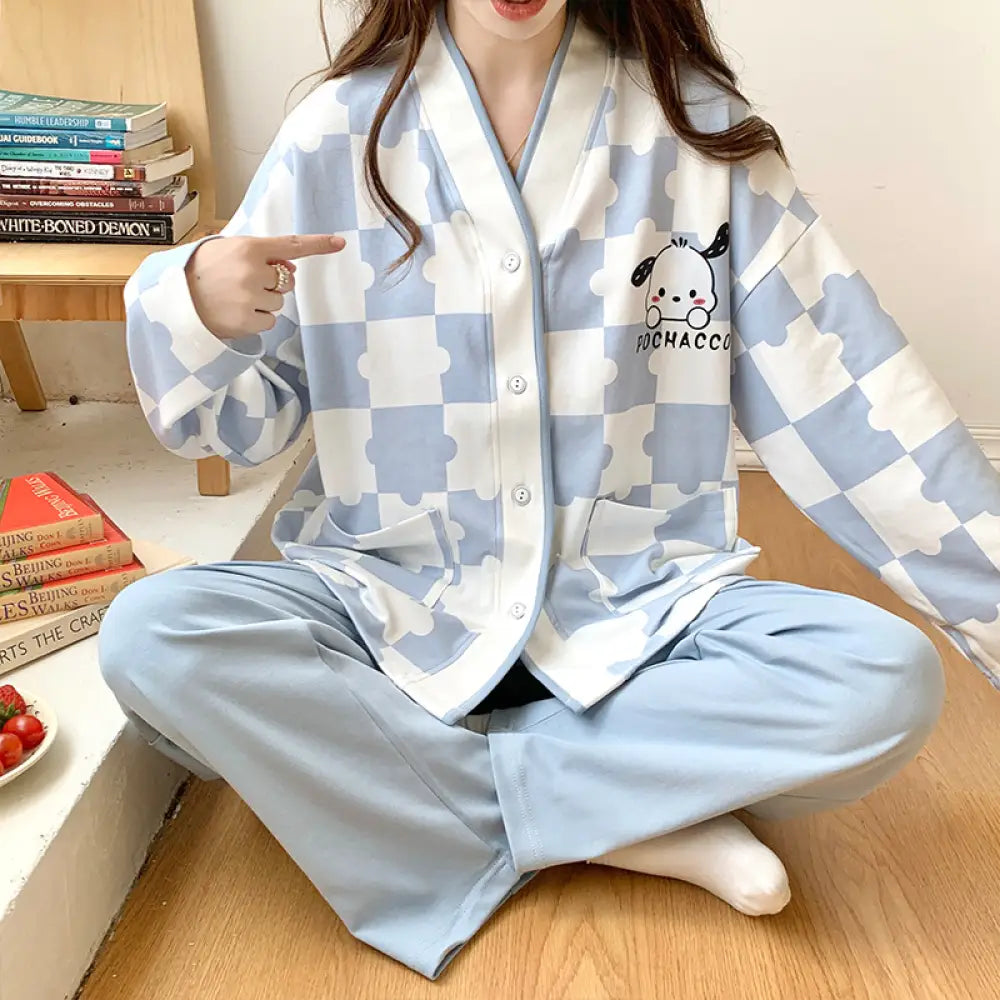 パジャマ レディース ルームウェア 部屋着 春秋冬セットアップ かわいい 綿 前開き 襟なし 上下セット ナイトウェア セット 入院 産後 Ｍ～4Ｌサイズ ID2054 タイプ⑤ / M レディース>セットアップ