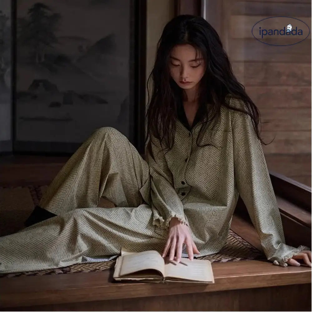 パジャマ レディース 春秋 柔らかい コットン 長袖 パジャマセット カジュアル ルームウェア ID3946
