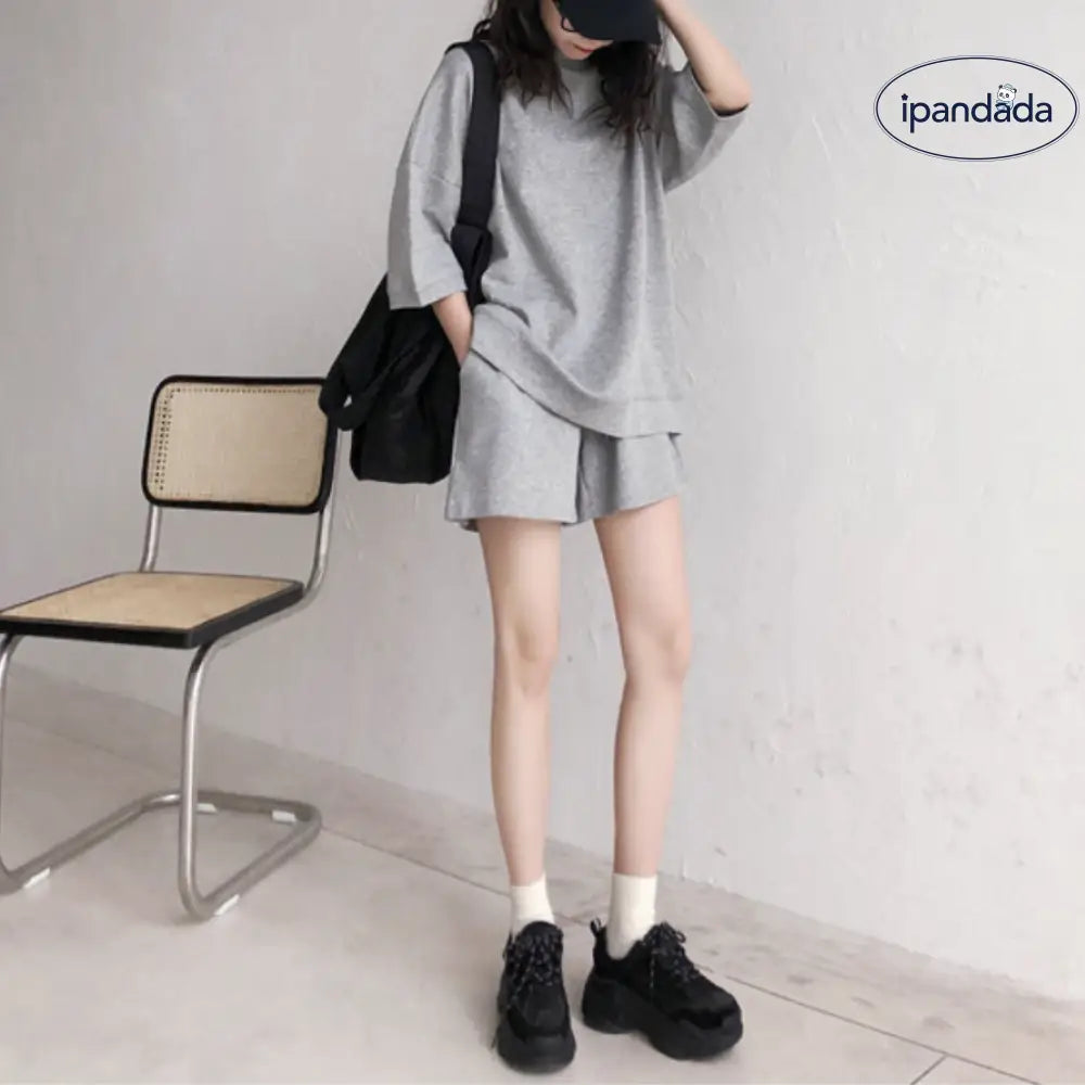 ID1061 パジャマ レディース スポーツ ホームウェア 外出対応 おしゃれ 半袖Tシャツ カジュアル2点セット ハイウエスト プラスサイズショートパンツ 外出着＞セットアップ