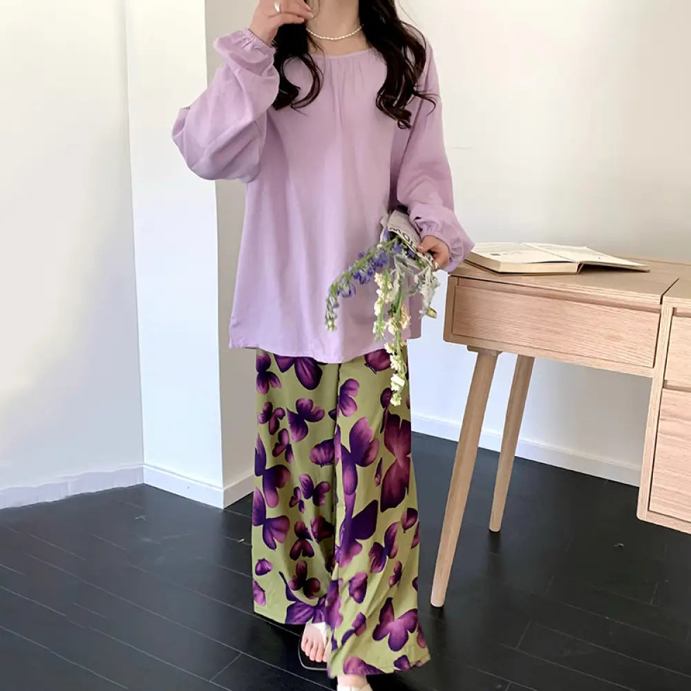パジャマ レディース 新作 春秋 コットンシルク 長袖 秋夏用 セット 女性用 インフルエンサー風 高級感 ハウスウェア ID2012 タイプ③ / フリー レディース>セットアップ