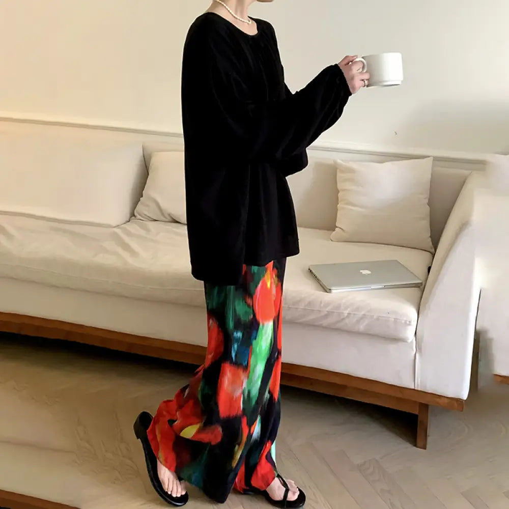 パジャマ レディース 新作 春秋 コットンシルク 長袖 秋夏用 セット 女性用 インフルエンサー風 高級感 ハウスウェア ID2012 タイプ② / フリー レディース>セットアップ
