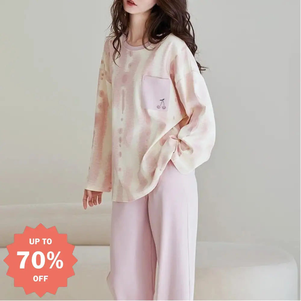 パジャマ レディース 長袖 春秋 ボタン式 かわいい グラデーションパジャマ 柔らか 接触冷感 リラックス かわいい おしゃれ ルームウェア 新作 春 秋 ギフト ID4399 レディース＞セットアップ