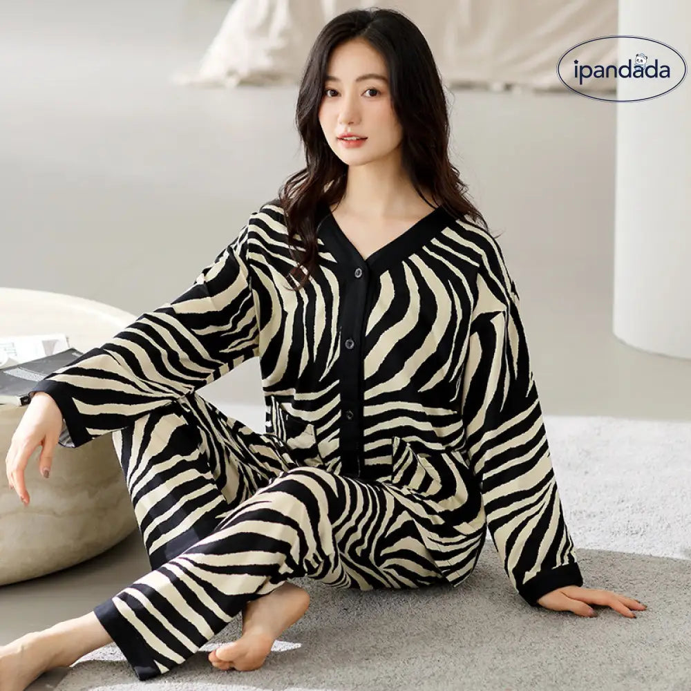 パジャマ レディース 長袖 綿 コットン アート柄 春 秋 前開き Vネック ルームウェア 2点セット 通年 入院 産後 オールシーズン ナイトウェア 上下セット セットアップ ロングパンツ 部屋着 室内着 お洒落 ファッション おしゃれ