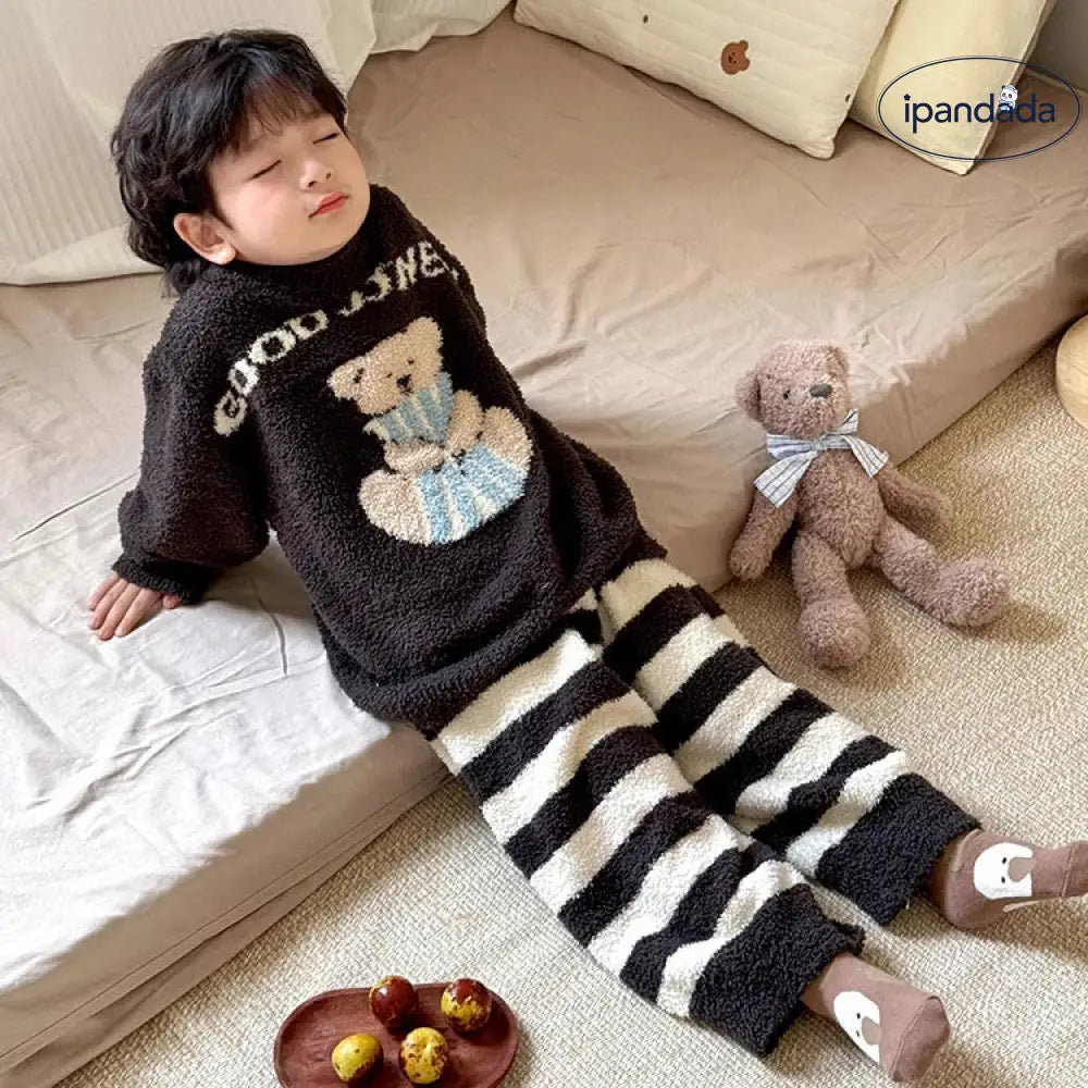 パジャマ ルームウェア もこもこ 冬 ボア 上下セット 子供 部屋着 寝間着 ウエストゴム 厚手 子ども 寝巻き あったか 防寒 セットアップ ベビー＆キッズ＞キッズ