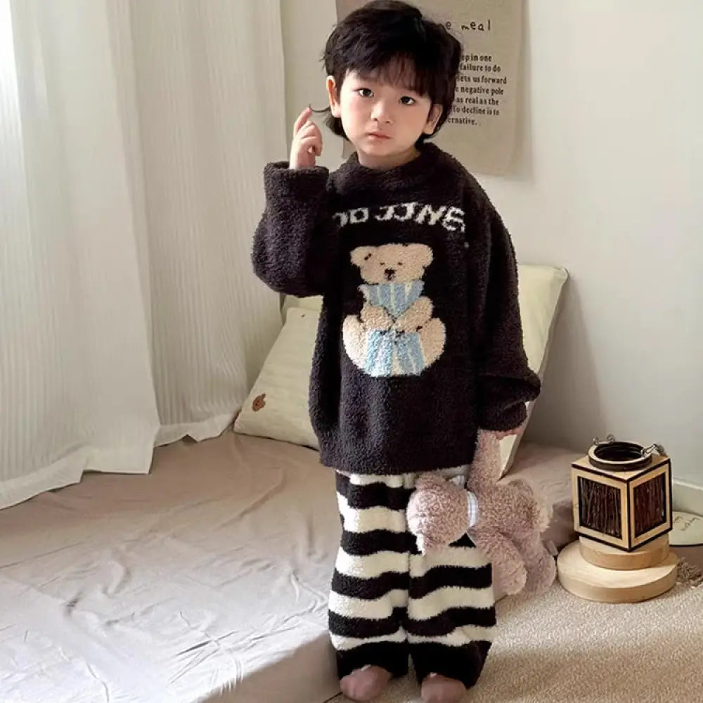 パジャマ ルームウェア もこもこ 冬 ボア 上下セット 子供 部屋着 寝間着 ウエストゴム 厚手 子ども 寝巻き あったか 防寒 セットアップ 写真通り / 90cm ベビー＆キッズ＞キッズ