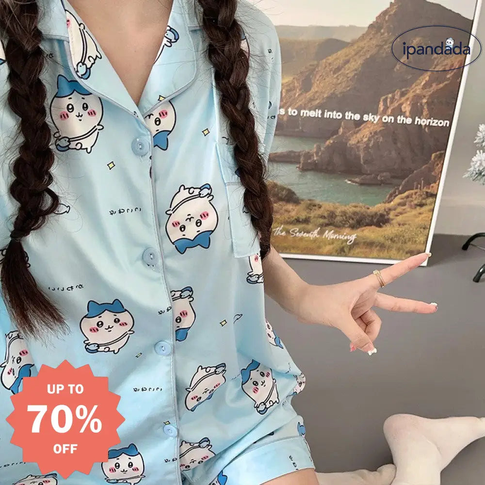 ID740 パジャマ セット 半袖 ショートパンツ キャラクター かわいい 3色 レディース 夏 学生 向け 甘い ルームウェア レディース＞セットアップ