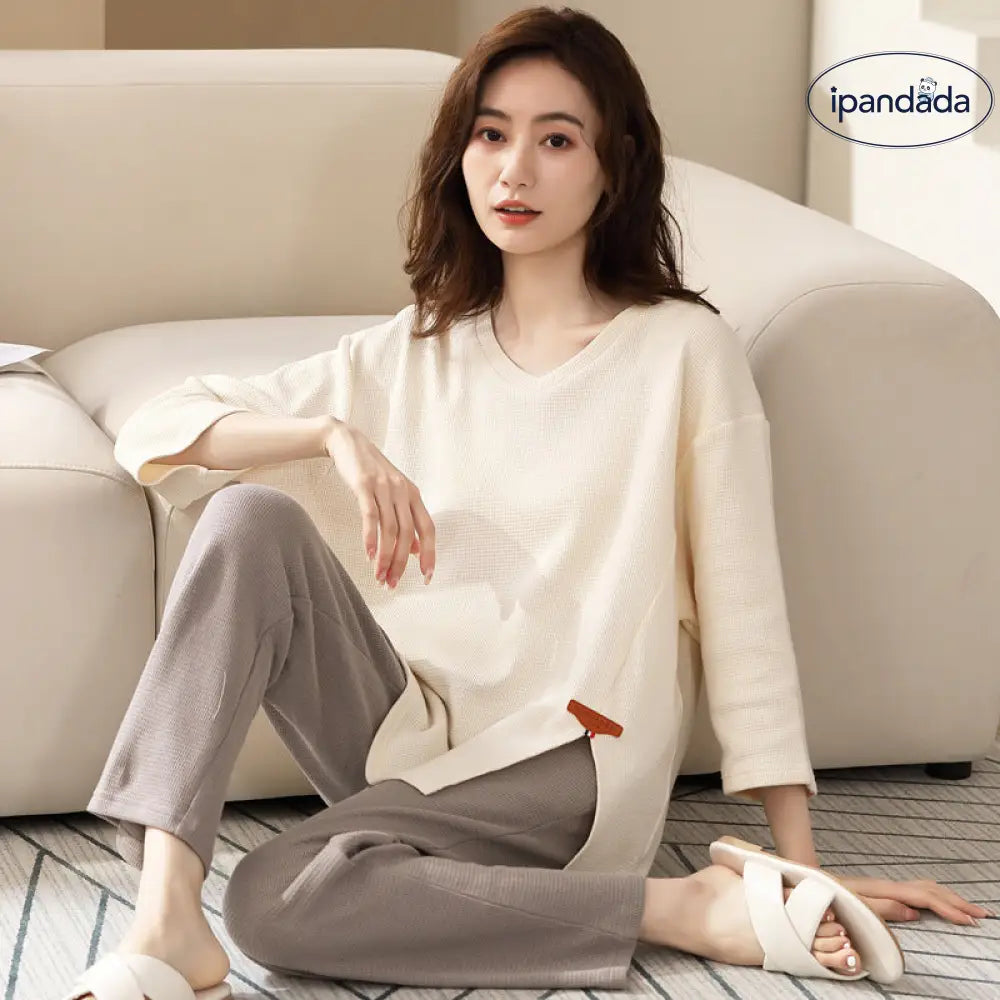 パジャマ セット 春夏秋 薄手 ルームウェア 部屋着 長袖 女子 ゆったり 高級感 ID4028