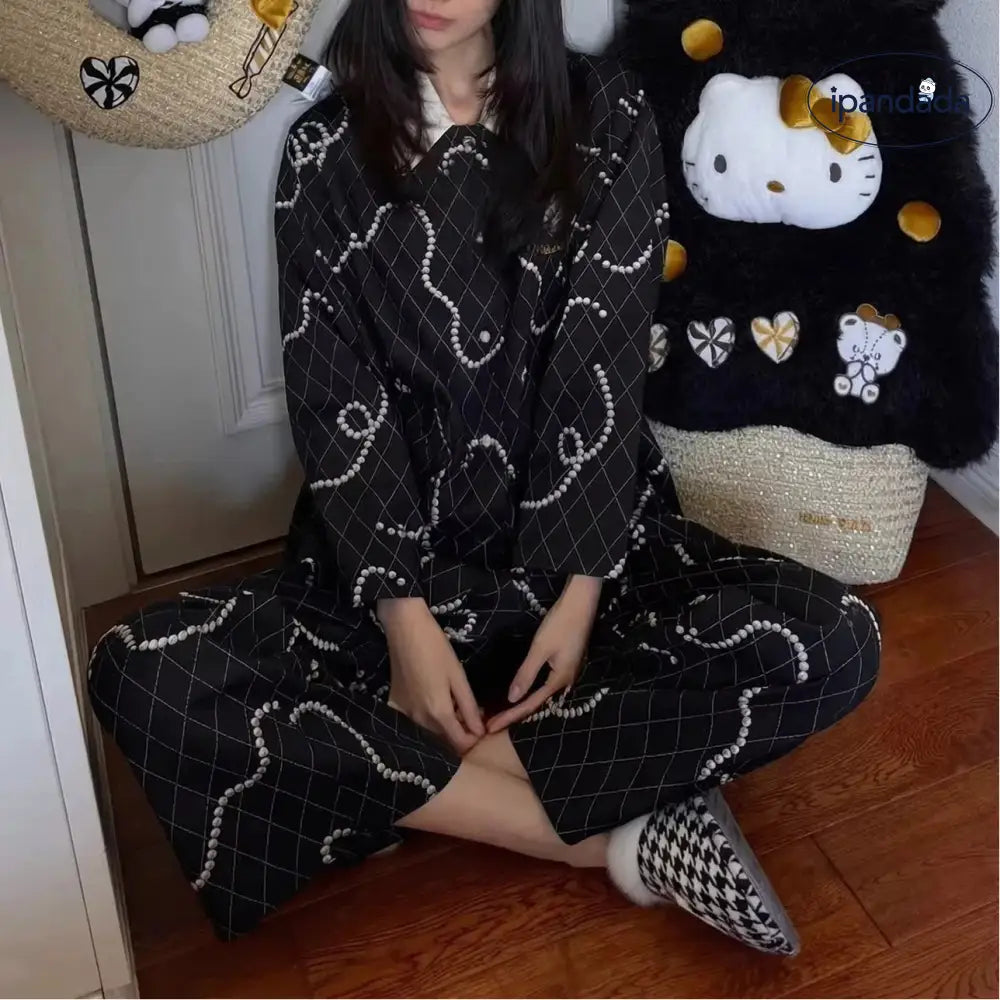 パジャマ セット 春秋 大きいサイズ 長袖 長ズボン ルームウェア 新作 部屋着 2点セット ID4103