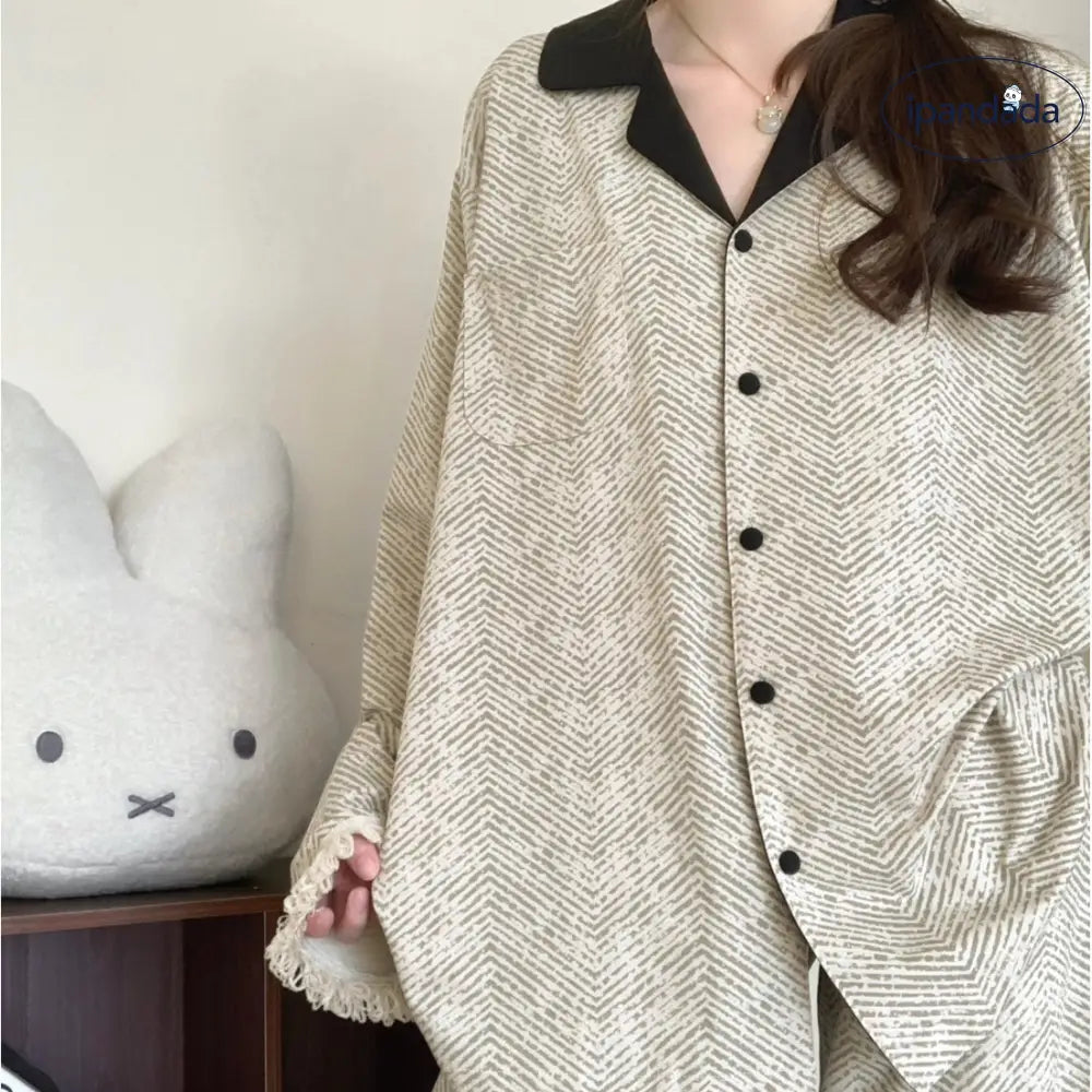 パジャマ セット 春秋 韓国風 長袖 ゆったり セットアップ かわいい ルームウェア 女子 部屋着 かわいい 2点セット 快適 ID4062 レディース＞セットアップ