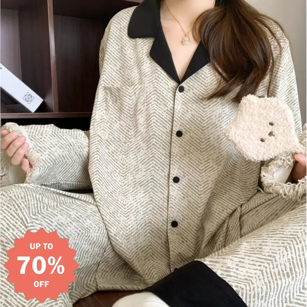 パジャマ セット 春秋 韓国風 長袖 ゆったり セットアップ かわいい ルームウェア 女子 部屋着 かわいい 2点セット 快適 ID4062 写真通り / M レディース＞セットアップ