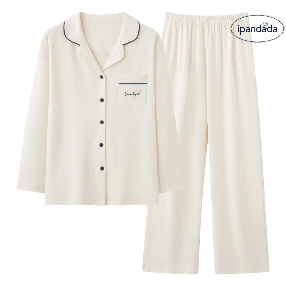 秋 綿 パジャマ セット 長袖 快適 ルームウェア 部屋着 肌触り最高 2点セット シンプル ID4188