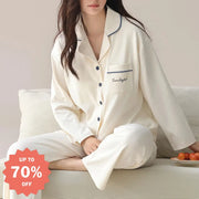 秋 綿 パジャマ セット 長袖 快適 ルームウェア 部屋着 肌触り最高 2点セット シンプル ID4188