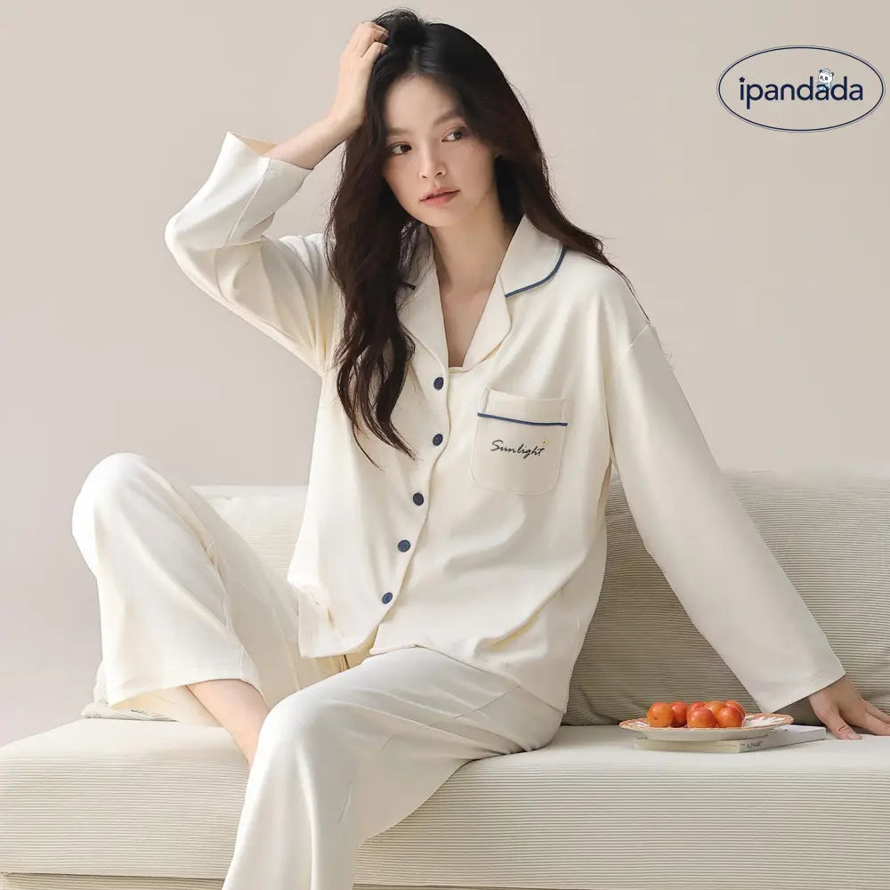 秋 綿 パジャマ セット 長袖 快適 ルームウェア 部屋着 肌触り最高 2点セット シンプル ID4188