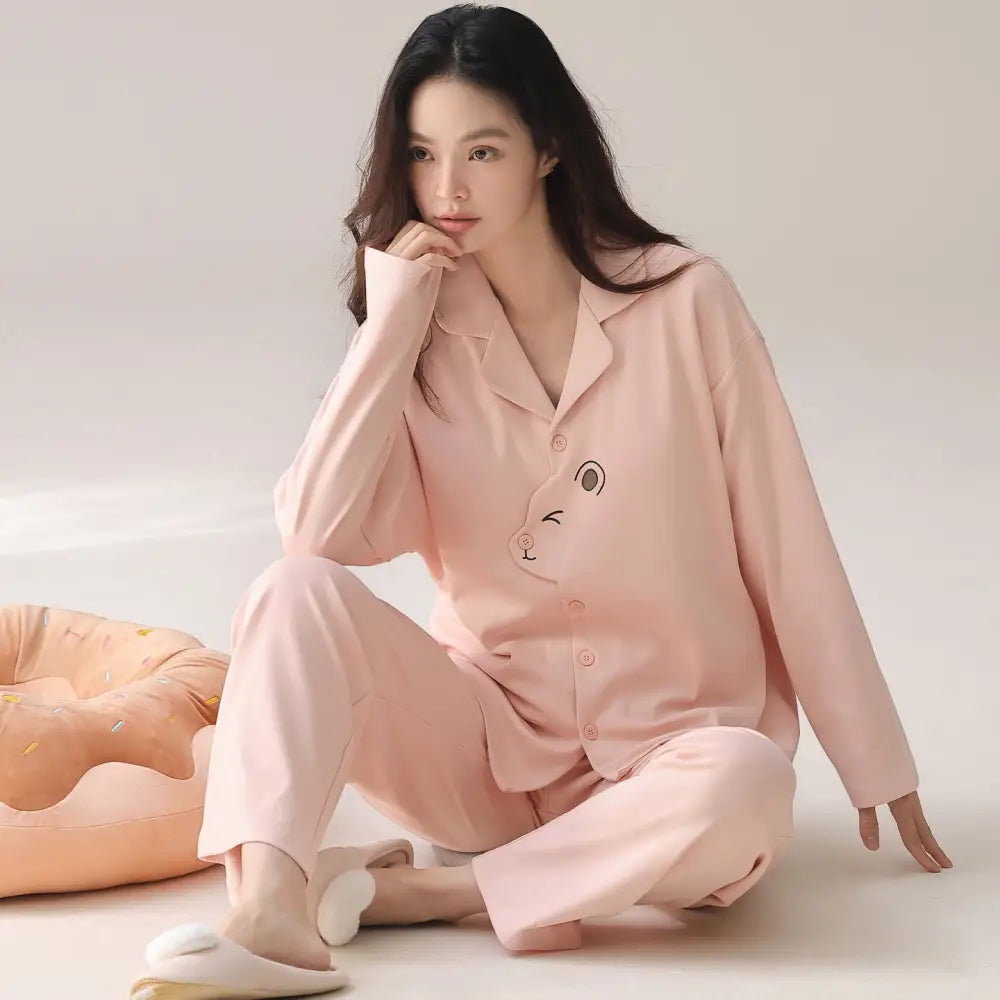 秋 綿 パジャマ セット 長袖 快適 ルームウェア 部屋着 肌触り最高 2点セット シンプル ID4188 タイプ⑤ / M