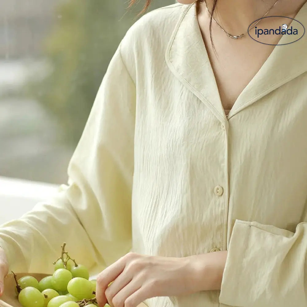 パジャマ 上下セット ルームウェア 春 秋 レディース 部屋着 前開き ナイトウェア 無地 セット 薄手 ゆったり シンプル おしゃれ 女性 春パジャマ 体型カバー 前開きパジャマ ギフト プレゼント ID3993