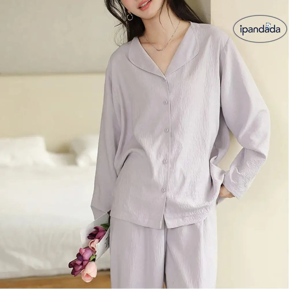 パジャマ 上下セット ルームウェア 春 秋 レディース 部屋着 前開き ナイトウェア 無地 セット 薄手 ゆったり シンプル おしゃれ 女性 春パジャマ 体型カバー 前開きパジャマ ギフト プレゼント ID3993