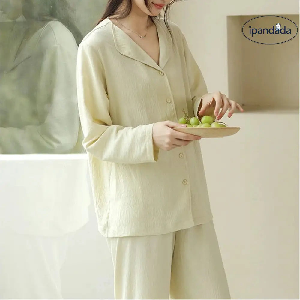 パジャマ 上下セット ルームウェア 春 秋 レディース 部屋着 前開き ナイトウェア 無地 セット 薄手 ゆったり シンプル おしゃれ 女性 春パジャマ 体型カバー 前開きパジャマ ギフト プレゼント ID3993