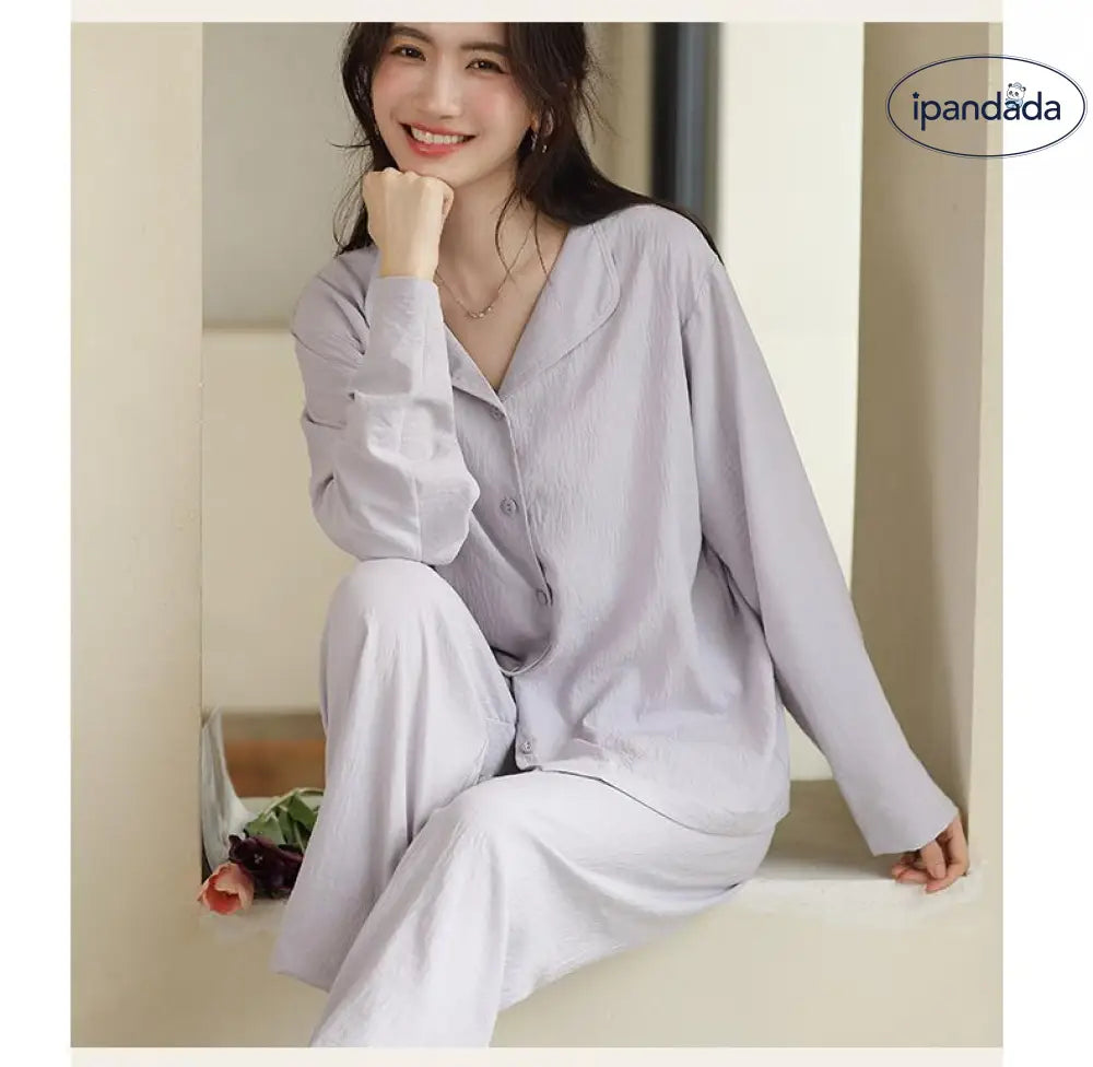 パジャマ 上下セット ルームウェア 春 秋 レディース 部屋着 前開き ナイトウェア 無地 セット 薄手 ゆったり シンプル おしゃれ 女性 春パジャマ 体型カバー 前開きパジャマ ギフト プレゼント ID3993