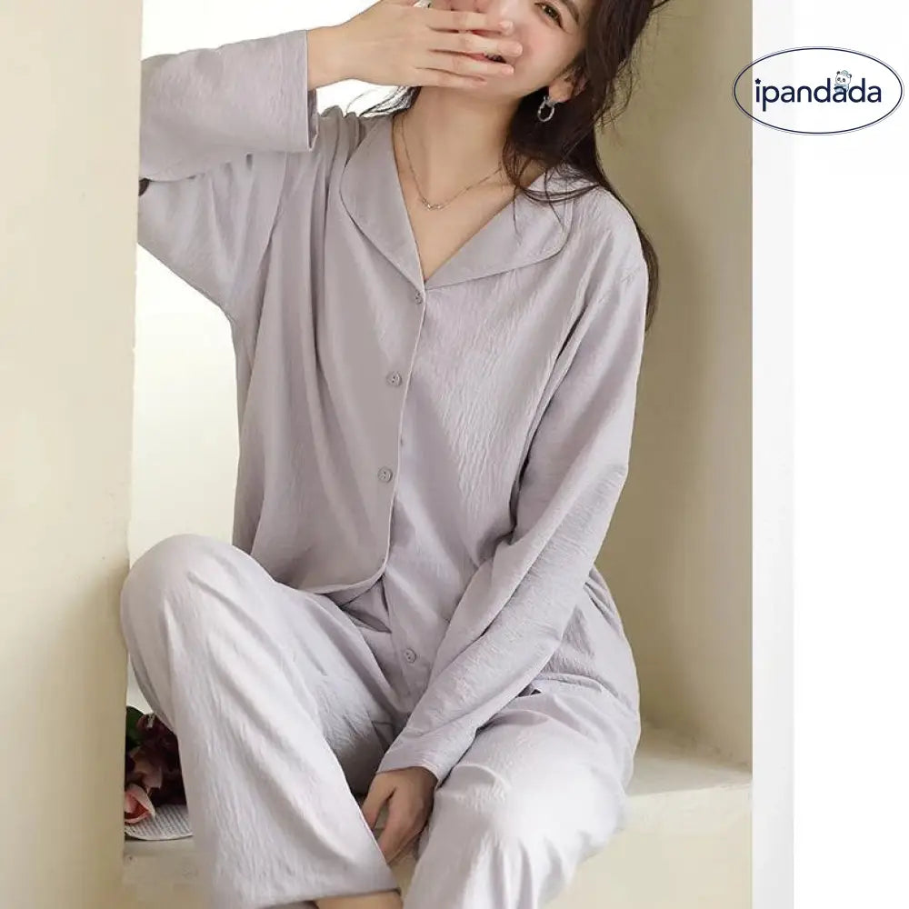 パジャマ 上下セット ルームウェア 春 秋 レディース 部屋着 前開き ナイトウェア 無地 セット 薄手 ゆったり シンプル おしゃれ 女性 春パジャマ 体型カバー 前開きパジャマ ギフト プレゼント ID3993