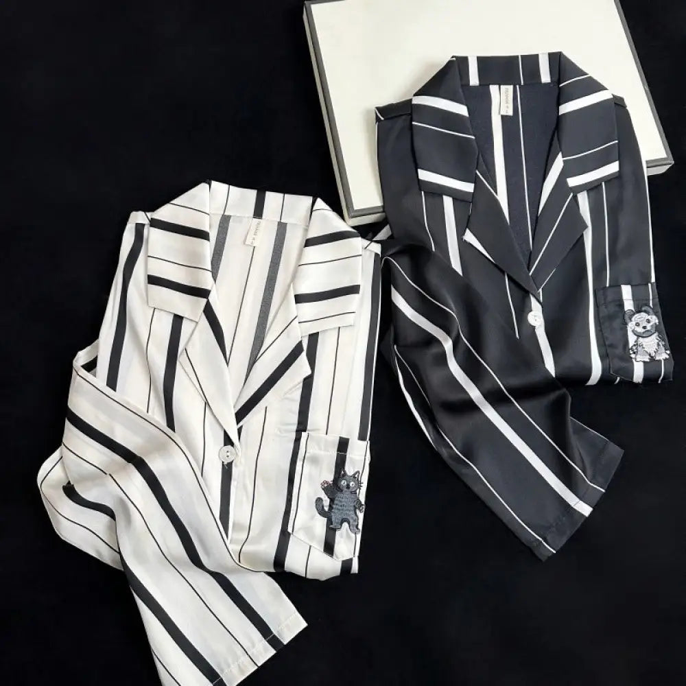 パジャマ 新作 ストライプ カートゥーン 2点セット ゆったり パジャマ 部屋着 可愛い リラックス 長袖 長ズボン プレゼント ギフト おしゃれ ID4435 レディース＞セットアップ