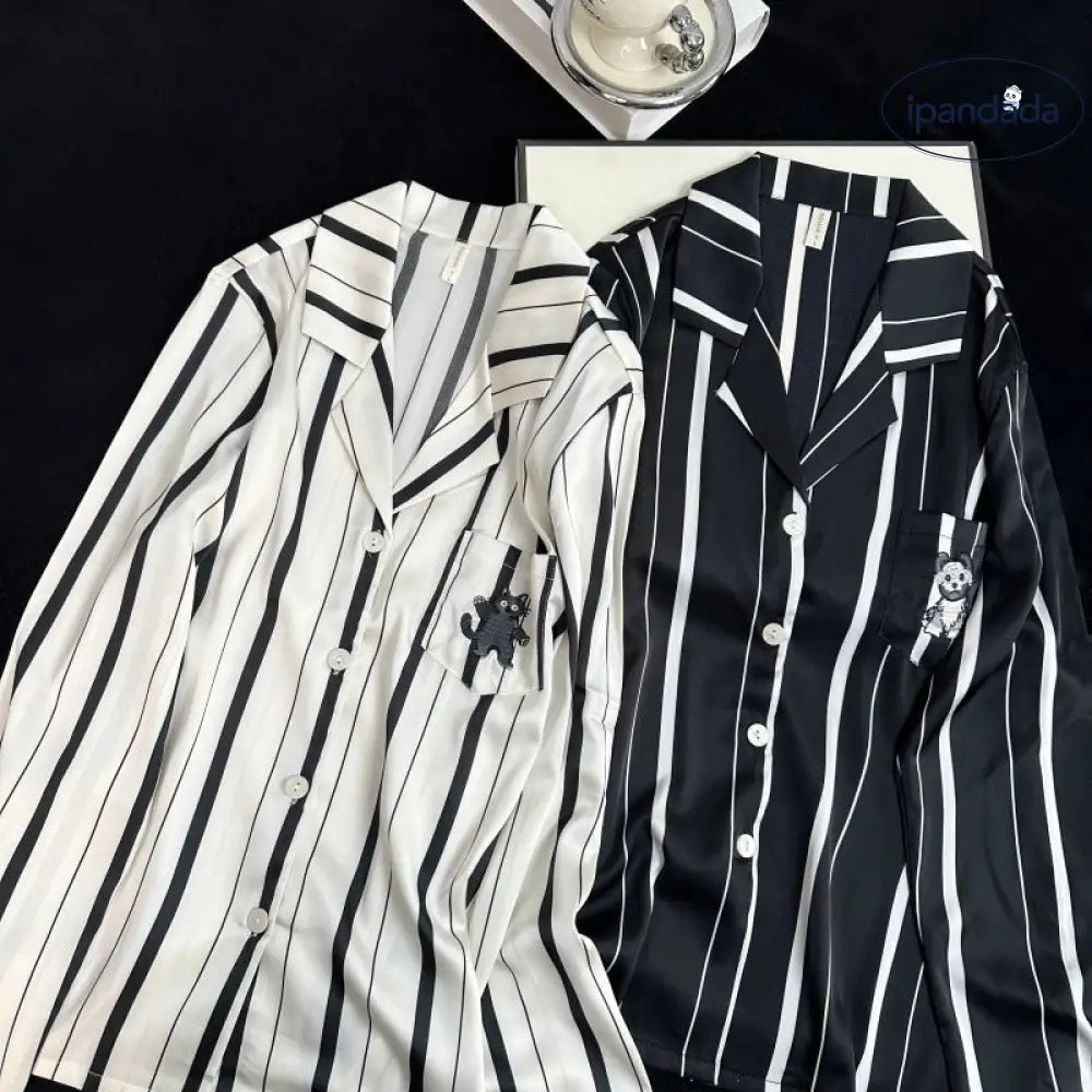 パジャマ 新作 ストライプ カートゥーン 2点セット ゆったり パジャマ 部屋着 可愛い リラックス 長袖 長ズボン プレゼント ギフト おしゃれ ID4435 レディース＞セットアップ