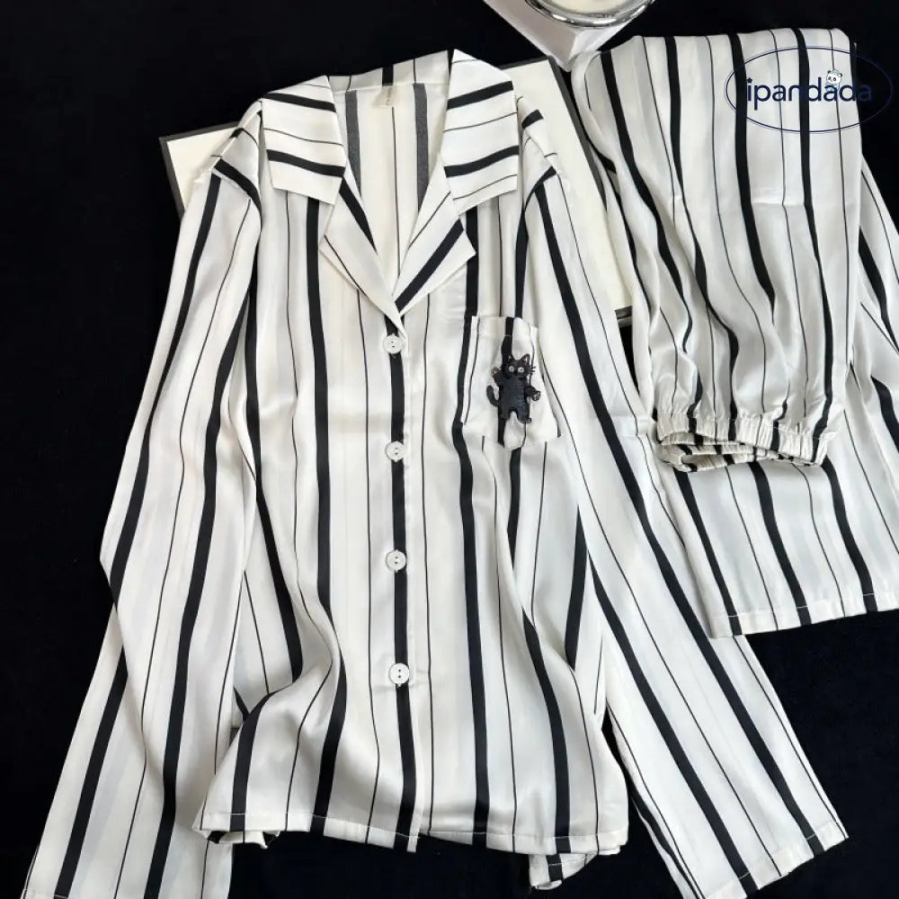 パジャマ 新作 ストライプ カートゥーン 2点セット ゆったり パジャマ 部屋着 可愛い リラックス 長袖 長ズボン プレゼント ギフト おしゃれ ID4435 レディース＞セットアップ