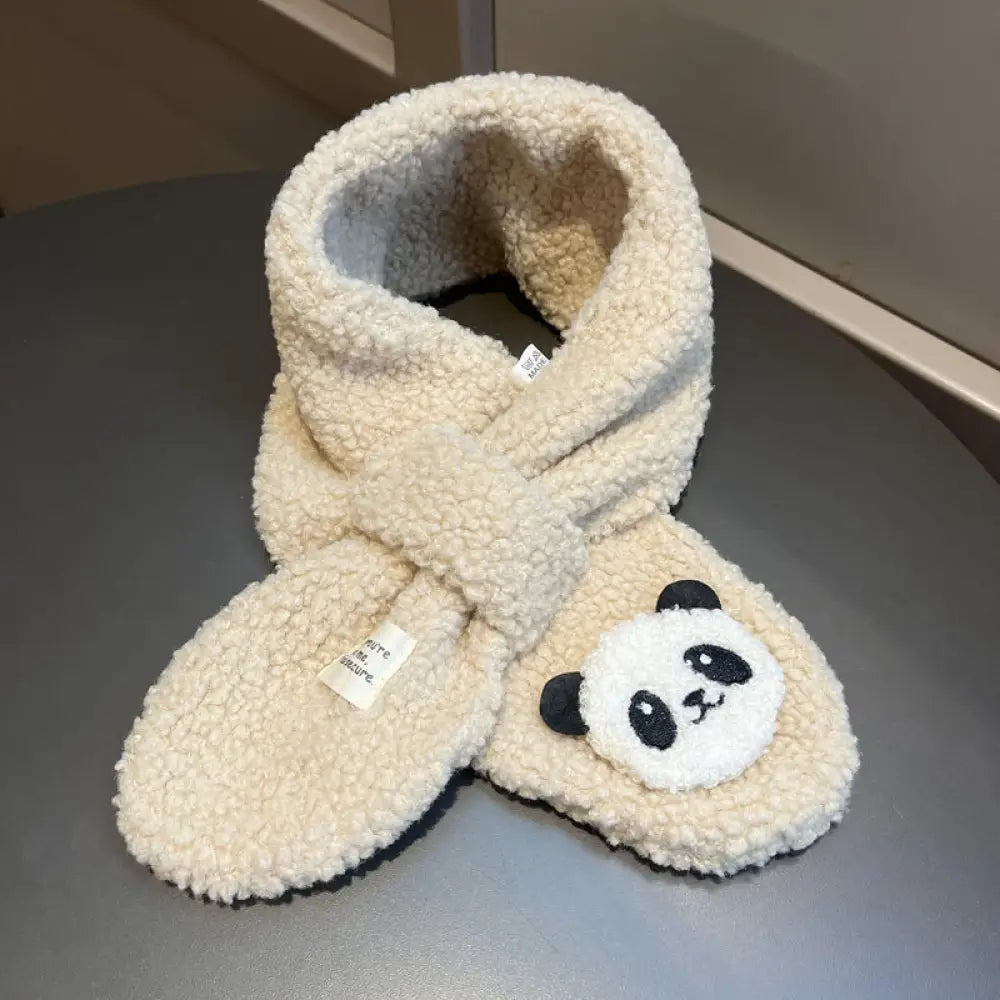 パンダ柄 子供用 マフラー モコモコ 冬物 女の子 男の子 かわいい スカーフ キッズ 誕生日 プレゼント あたたかい マフラーベージュ / フリー ベビー＆キッズ＞キッズ