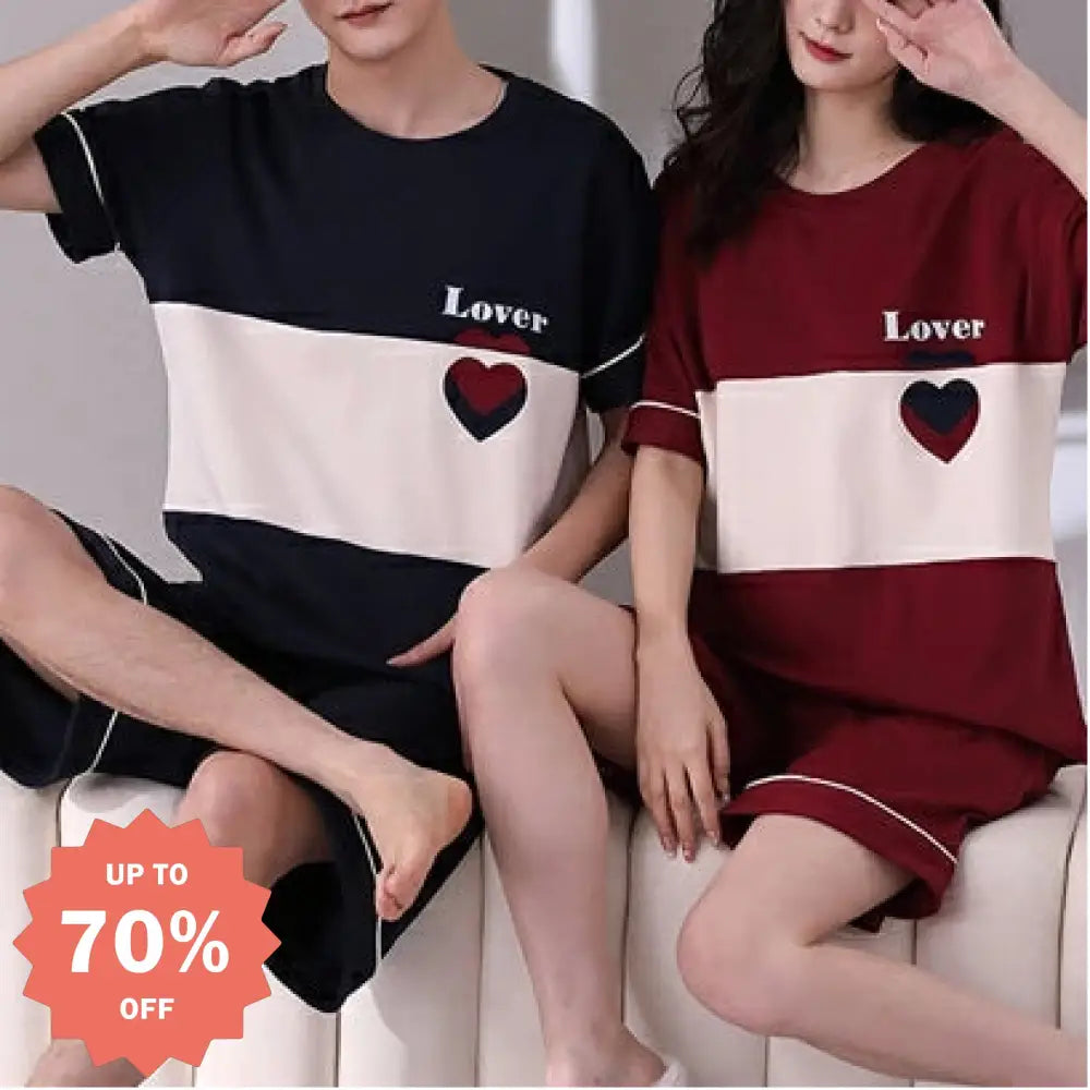 ペア パジャマ 半袖 夏 メンズ ルームウェア 外出 レディース ギフト おしゃれ カップル  結婚祝い プレゼント ペアパジャマ スウェット 上下セット 部屋着 パジャマ カップル お揃い  ID1953
