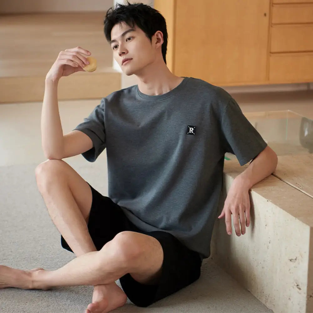 ID539 ペア パジャマ 半袖 夏 男女2着 セット メンズ ルームウェア パジャマ 春夏 レディース ペアパジャマ ギフト おしゃれ カップル ペア 結婚祝い プレゼント メンズ/単品 / M カップル＞セットアップ