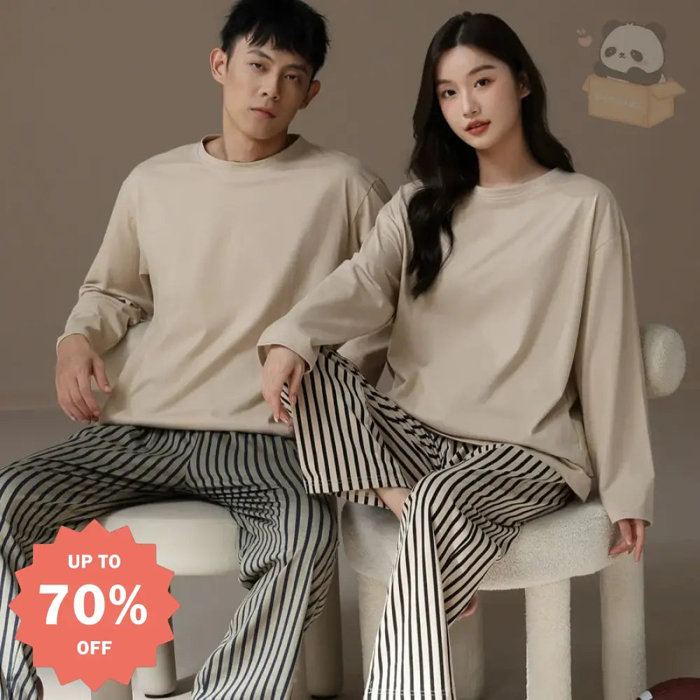 ペア パジャマ 長袖 男女2着 セット 秋 冬 ボーダー シンプル ファッション カップル ペア ルームウェア 結婚祝い プレゼント 上下 セット 部屋着 カップル＞セットアップ