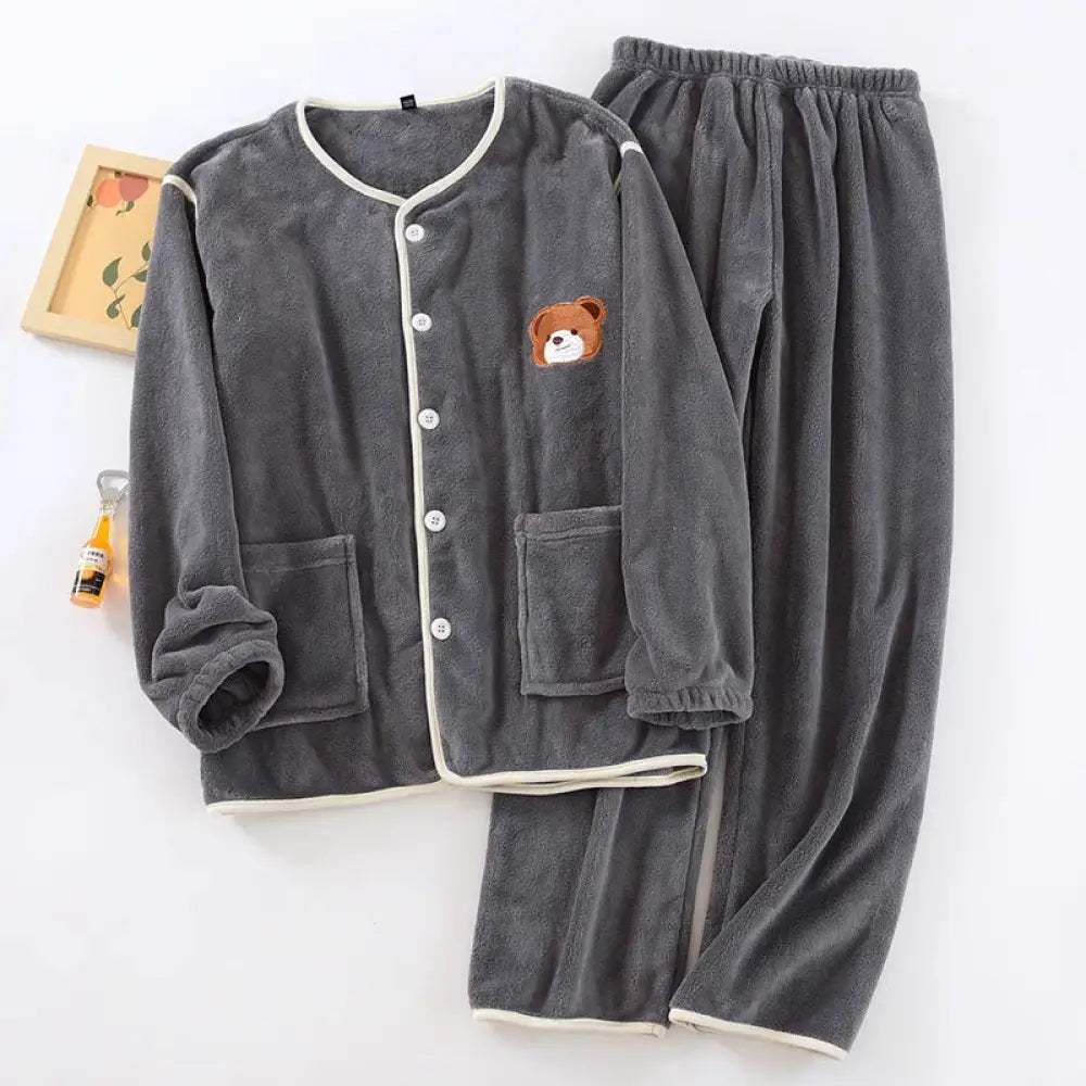 ペアパジャマ カップルルームウェア 2点セット 男女 秋冬 上下 防寒 旅行 外出 ファッション 結婚祝い ギフトセット メンズ / M カップル＞セットアップ