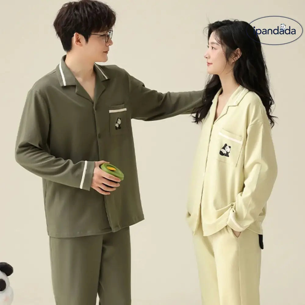 ペアパジャマ 男女 セット 長袖 パンダ柄 春 シンプル ファッション カップル ルームウェア 夫婦 メンズ ペアパジャマ 秋 部屋着 カップル＞セットアップ