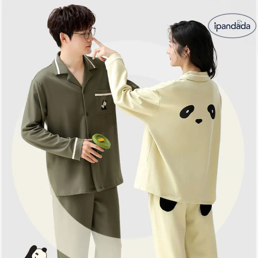ペアパジャマ 男女 セット 長袖 パンダ柄 春 シンプル ファッション カップル ルームウェア 夫婦 メンズ ペアパジャマ 秋 部屋着 カップル＞セットアップ