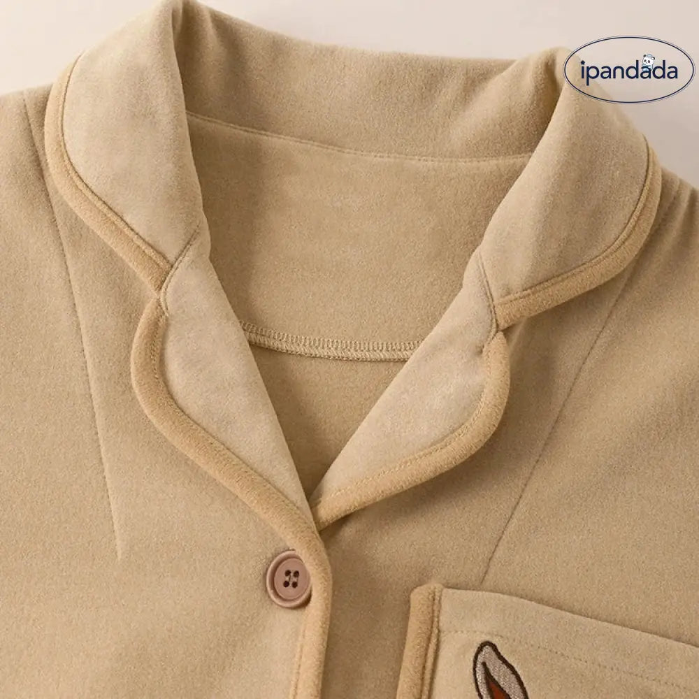 ペアルック カップル ペアパジャマ ウサギ 刺繡 カップルルームウェア 2点セット 男女 秋冬 上下 防寒 旅行 外出 カップル＞セットアップ