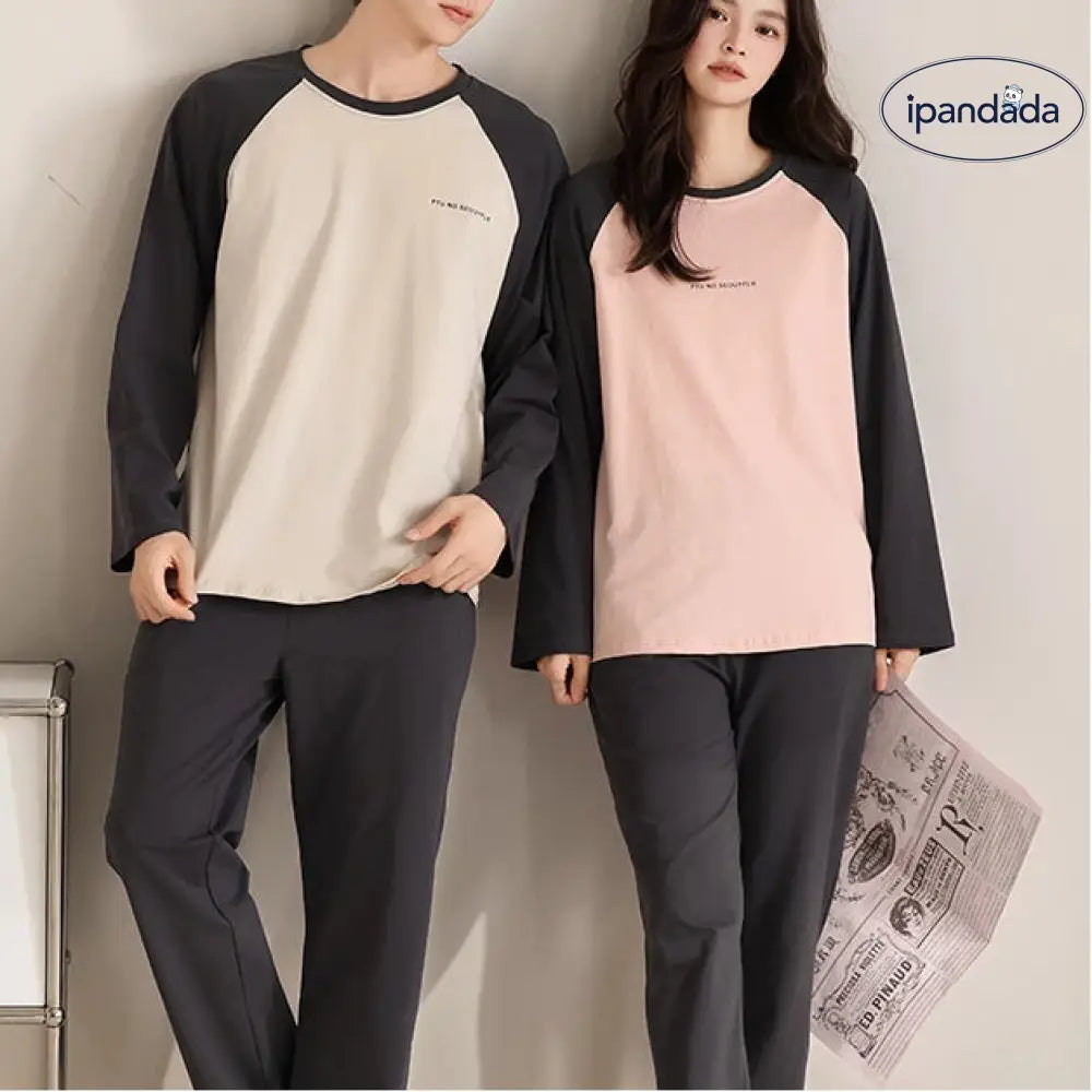 配色 パジャマ カップル 長袖 セット ルームウェア スウェット 春秋 綿 生地 伸びる ゆったり 大きいサイズ 自宅着 寛ぎ おうち時間 休日 プレゼント 誕生日 記念日 ID4087 コーディネート＞ペアルック