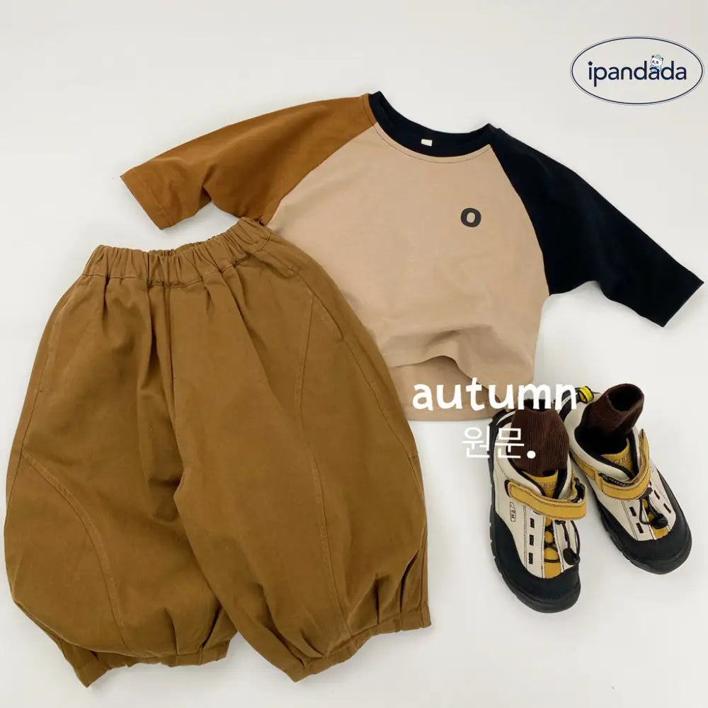 配色 切り替え ラウンドネック 長袖 Tシャツ キッズ 春 新作 韓国風 レタープリント カラー 男女兼用 ベビー・子ども 肌着 カットソー ID3987 ベビー＆キッズ＞キッズ