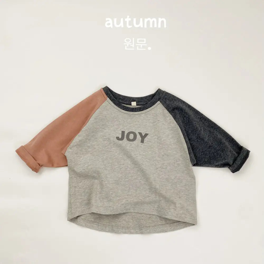 配色 切り替え ラウンドネック 長袖 Tシャツ キッズ 春 新作 韓国風 レタープリント カラー 男女兼用 ベビー・子ども 肌着 カットソー ID3987 グレー / 80cm ベビー＆キッズ＞キッズ