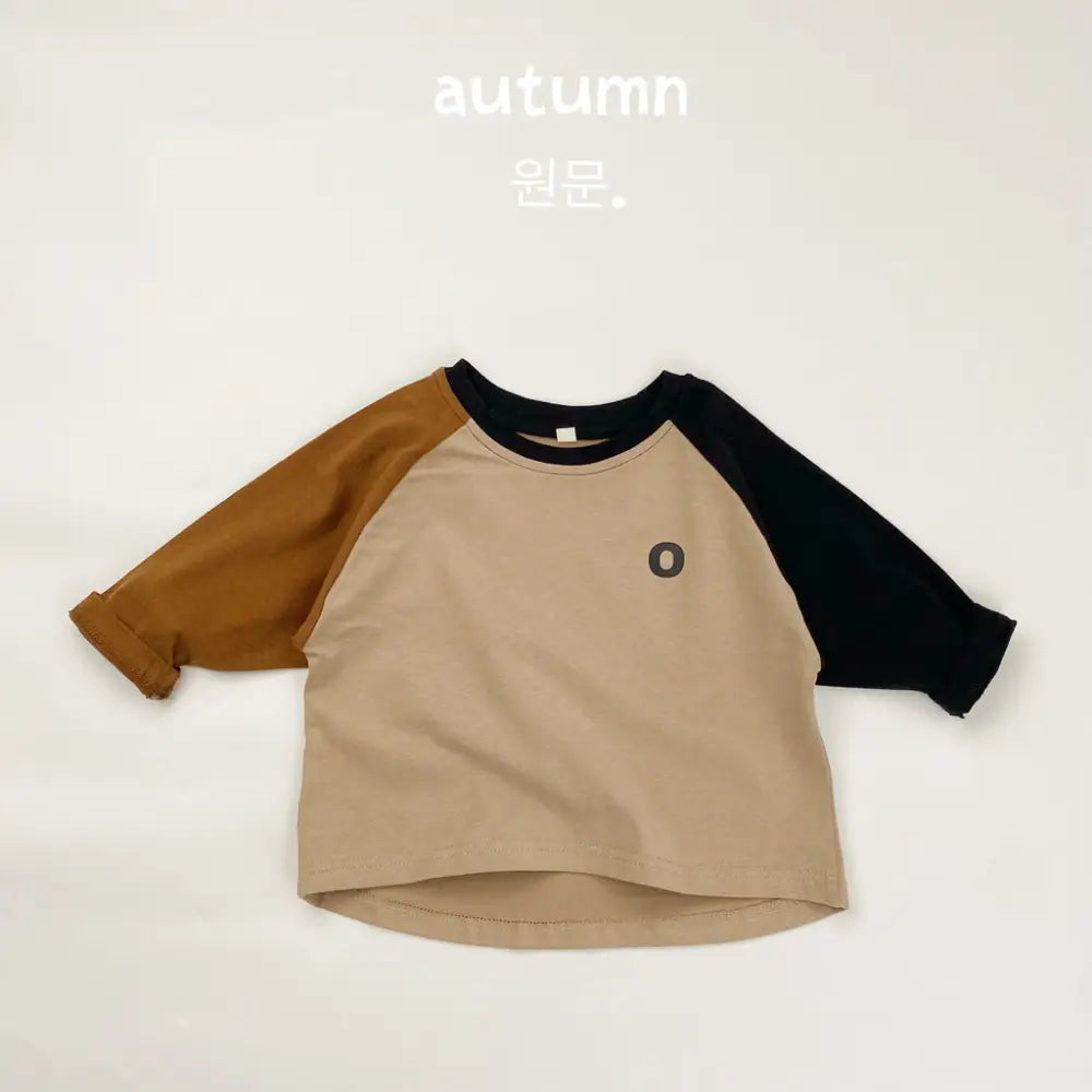 配色 切り替え ラウンドネック 長袖 Tシャツ キッズ 春 新作 韓国風 レタープリント カラー 男女兼用 ベビー・子ども 肌着 カットソー ID3987 カーキ / 80cm ベビー＆キッズ＞キッズ