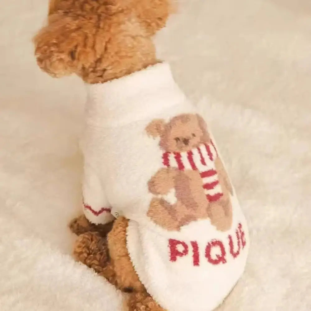 ペット 保温 秋冬用 コート 服 カートゥーン ふわふわ ペットウェア 小型犬 猫 犬 快適 ID2866 ホワイト / S